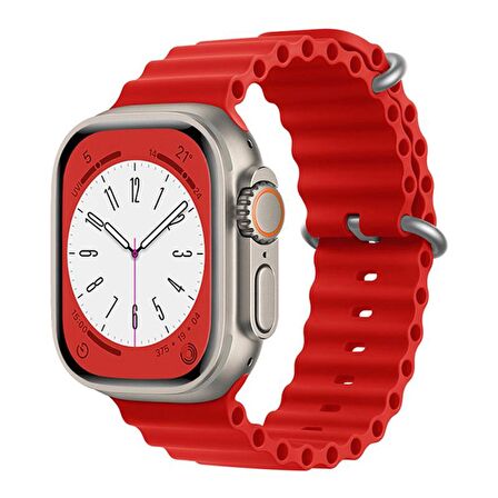 Forzacase Apple Watch 9 45mm Uyumlu Oluklu Ocean Silikon Kordon Kayış - FC007