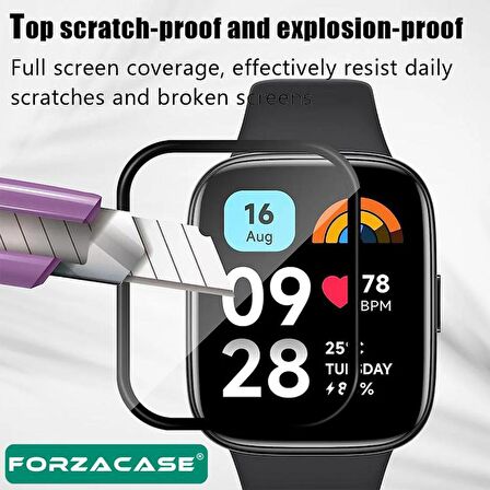 Forzacase Xiaomi Redmi Watch 3 Active için Çerçeveli Tam Kaplayan 3D Pet Ekran Koruyucu Film - FC016
