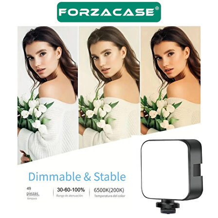 Forzacase Cep Telefonu , Kameralar ve PC için Şarj Edilebilir RGB LED Selfie ve Video Işığı - FC1022