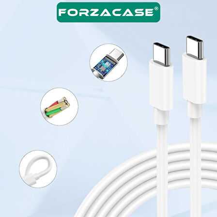 Forzacase Hızlı Şarj Destekli 25W Type-C to Type-C Şarj Cihazı Adaptör Kablo Set - FC1026