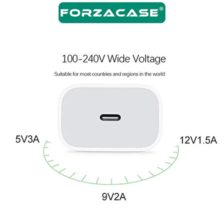 Forzacase Hızlı Şarj Destekli 20W Type-C Lightning Şarj Cihazı Adaptör Kablo Set - FC1028