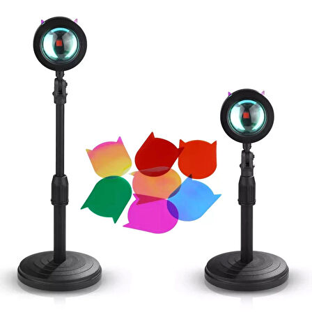 Forzacase 7 Renk Filtreli Gün Batımı Projektör Led Atmosferik Aydınlatma Fotoğraf Çekim Işığı FC1031