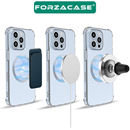 Forzacase iPhone 8 ve üstü Modeller ile uyumlu Metal Magsafe Halka Yüzük Ring Siyah - FC1032