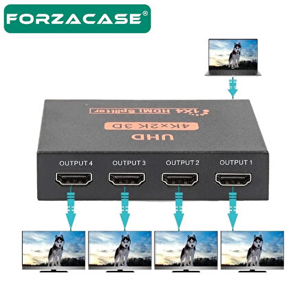 Forzacase 4 Port UHD 4K HDMI 1x4 Switch Ekran Monitör Splitter Çoğaltıcı Çoklayıcı - FC1034