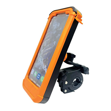 Forzacase Bisiklet Motosiklet Scooter için Gidon Uyumlu Önü Kapalı Su Geçirmez Telefon Tutucu FC1038