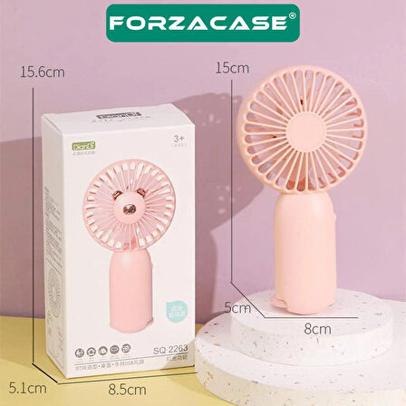 Forzacase LED Işıklı Şarjlı Taşınabilir Portatif El Vantilatörü Gezi Seyahat için uygun Fan - FC1041