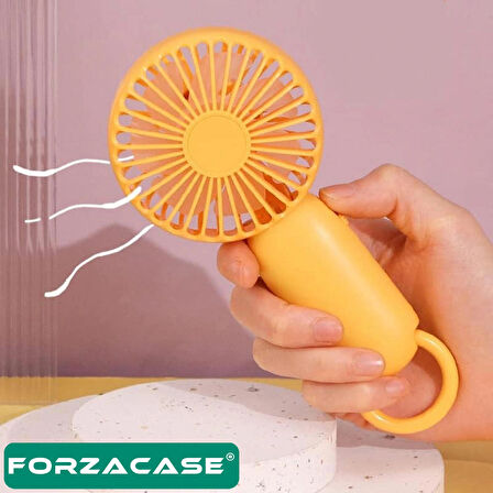 Forzacase LED Işıklı Şarjlı Taşınabilir Portatif El Vantilatörü Gezi Seyahat için uygun Fan - FC1041