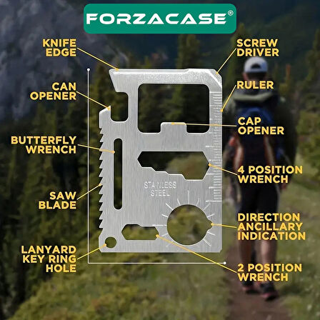 Forzacase 11 Fonksiyonlu Paslanmaz Çelik Acil Durum Survival Kiti 2 Adet - FC1043