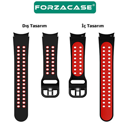 Forzacase Samsung Galaxy Watch 7 40mm ile uyumlu Çift Renk Delikli Silikon Kordon Kayış - FC1049