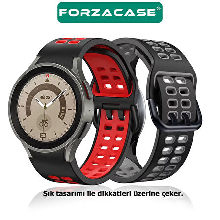 Forzacase Samsung Galaxy Watch 7 40mm ile uyumlu Çift Renk Delikli Silikon Kordon Kayış - FC1049