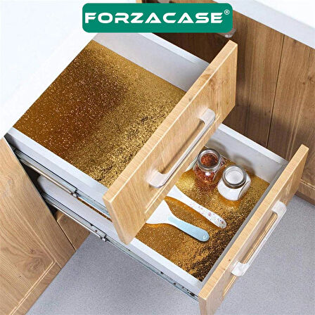 Forzacase 1 metre Isıya Dayanıklı Yapışkanlı Kolay Silinebilir Mutfak Tezgah Üstü Folyo Gold FC1050