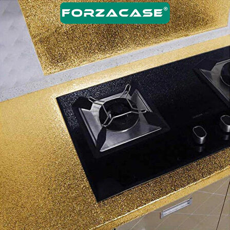 Forzacase 1 metre Isıya Dayanıklı Yapışkanlı Kolay Silinebilir Mutfak Tezgah Üstü Folyo Gold FC1050