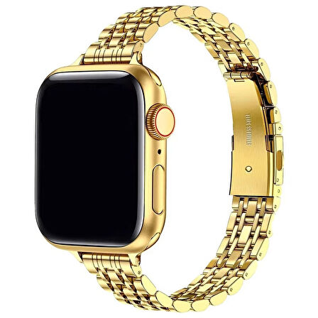 Forzacase Apple Watch 38 / 40 / 41 mm ile uyumlu İnce Rolex Tasarım Metal Kordon Kayış - FC1060