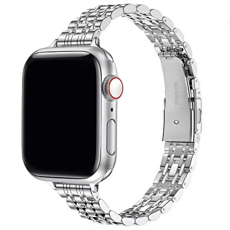 Forzacase Apple Watch 38 / 40 / 41 mm ile uyumlu İnce Rolex Tasarım Metal Kordon Kayış - FC1060