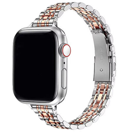 Forzacase Apple Watch 44 / 45 / 46 / 49 mm ile uyumlu İnce Rolex Tasarım Metal Kordon Kayış - FC1061