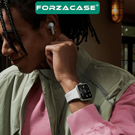 Forzacase Xiaomi Redmi Wach 5 ile uyumlu Tokalı Çizgi Desen Silikon Kordon Kayış - FC1062