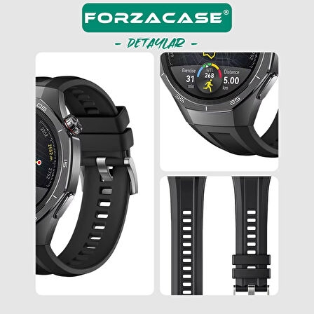 Forzacase Huawei Watch GT 5 Pro 46mm ile uyumlu Özel Tasarım Tokalı Silikon Kordon Kayış - FC1063