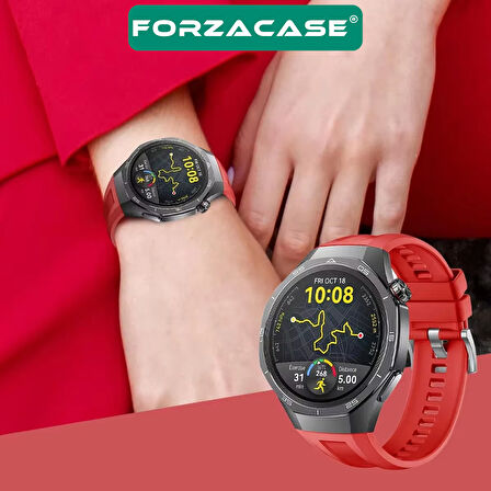 Forzacase Huawei Watch GT 5 Pro 46mm ile uyumlu Özel Tasarım Tokalı Silikon Kordon Kayış - FC1063