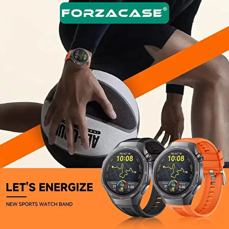 Forzacase Huawei Watch GT 5 Pro 46mm ile uyumlu Özel Tasarım Tokalı Silikon Kordon Kayış - FC1063