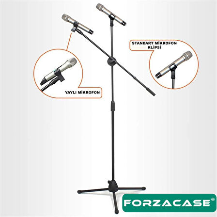 Forzacase Zemin için 360 Döner Profesyonel Metal Mikrofon Standı 170 cm  - FC1075