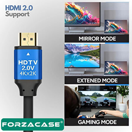 Forzacase Ultra HD 4K Yüksek Hızlı HDMI Kablosu - 3 Metre | TV PS5 4K 60Hz - FC1081