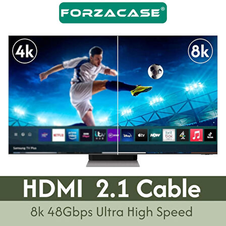 Forzacase Ultra HDTV 8K Yüksek Hızlı HDMI Kablosu - 1.5 Metre | TV PS5 8K 60Hz, 4K 120Hz - FC1085