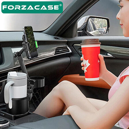 Forzacase 3in1 Araç içi Bardaklıktan Telefon ve Bardak Tutucu 2 Bardak 1 Telefon Tutucu - FC1087