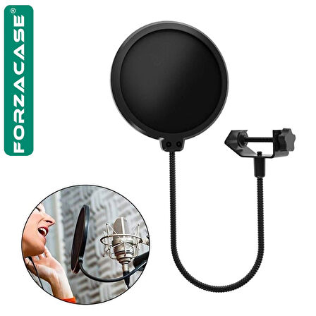 Forzacase Çift Katmanlı Stüdyo İçin Mikrofon Pop Filtre Canlı Yayın, Müzik Pop Filter - FC1089