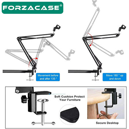 Forzacase Makas Kol Tasarımlı Ayarlanabilir Masa Tipi Mikrofon Standı 35cm x 35cm - FC1090