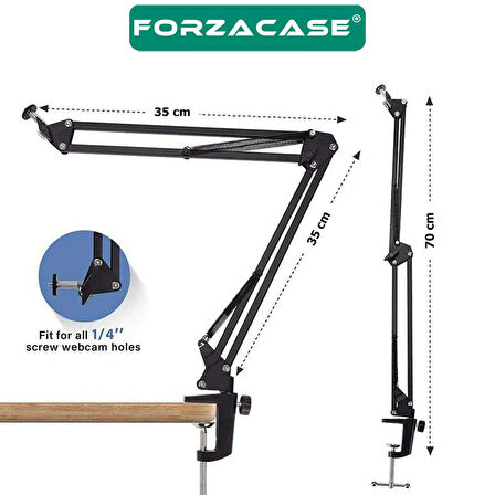 Forzacase Makas Kol Tasarımlı Ayarlanabilir Masa Tipi Mikrofon Standı 35cm x 35cm - FC1090