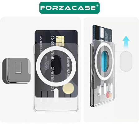 Forzacase iPhone Tüm Modeller ile uyumlu Magsafe Özellikli Manyetik Şeffaf Cüzdan Kartlık - FC1091
