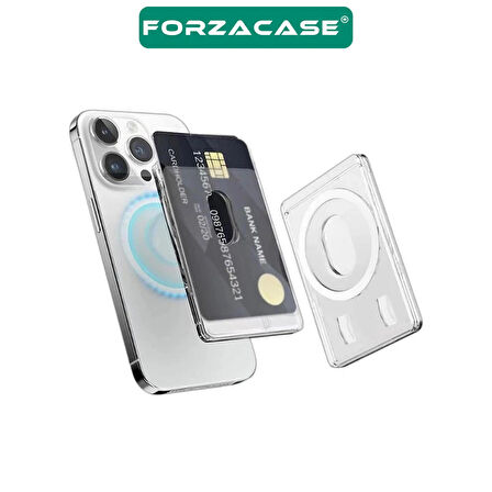 Forzacase iPhone Tüm Modeller ile uyumlu Magsafe Özellikli Manyetik Şeffaf Cüzdan Kartlık - FC1091