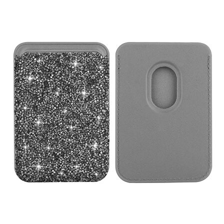 Forzacase iPhone Tüm Modeller ile uyumlu Pırlanta Görünümlü Magsafe Manyetik Cüzdan Kartlık - FC1096