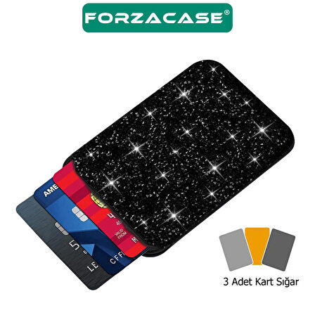 Forzacase iPhone Tüm Modeller ile uyumlu Pırlanta Görünümlü Magsafe Manyetik Cüzdan Kartlık - FC1096
