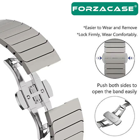 Forzacase Apple Watch 8 41mm ile uyumlu Balık Sırtı Paslanmaz Çelik Kordon - FC1099