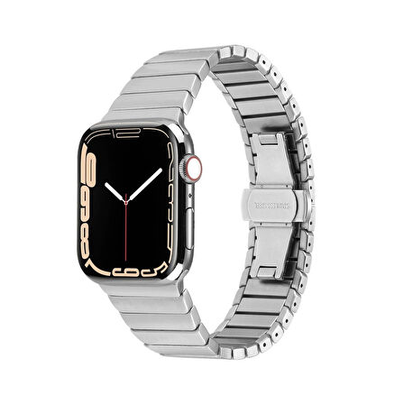 Forzacase Apple Watch Ultra 49mm ile uyumlu Balık Sırtı Paslanmaz Çelik Kordon - FC1100
