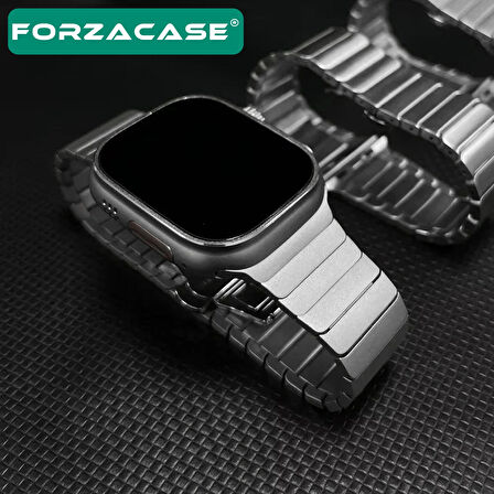 Forzacase Apple Watch Ultra 49mm ile uyumlu Balık Sırtı Paslanmaz Çelik Kordon - FC1100