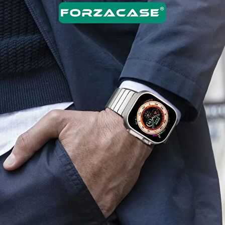 Forzacase Apple Watch Ultra 49mm ile uyumlu Balık Sırtı Paslanmaz Çelik Kordon - FC1100