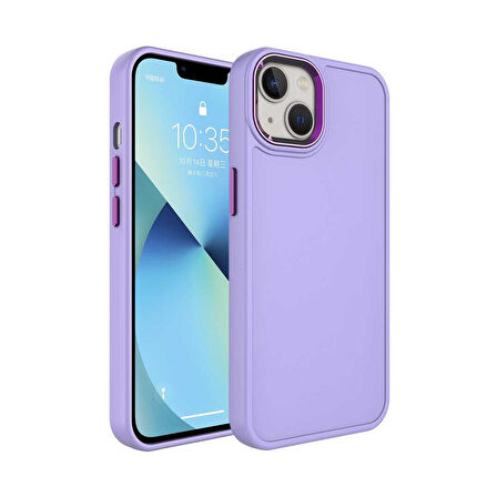 Forzacase iPhone 14 uyumlu Rock Serisi Metal Buton ve Kamera Çerçeveli Sert Silikon Kılıf