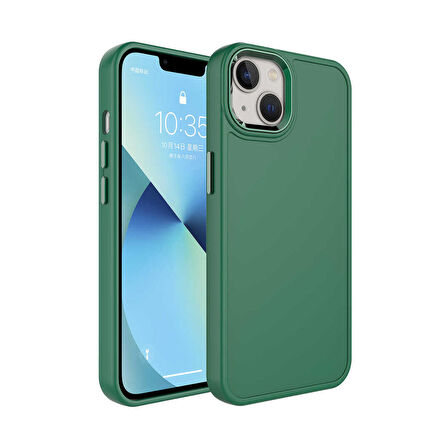 Forzacase iPhone 14 Plus uyumlu Rock Serisi Metal Buton ve Kamera Çerçeveli Sert Silikon Kılıf