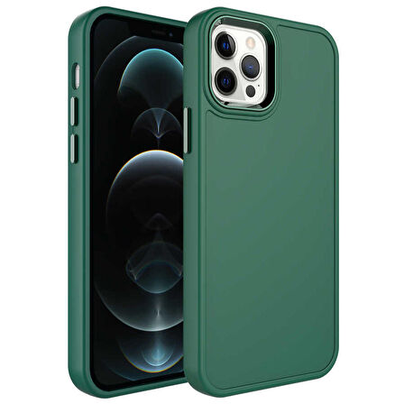 Forzacase iPhone 14 Pro Max uyumlu Rock Serisi Metal Buton ve Kamera Çerçeveli Sert Silikon Kılıf