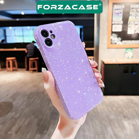 Forzacase iPhone 14 Plus uyumlu Glare Serisi Kamera Korumalı Simli Silikon Kılıf