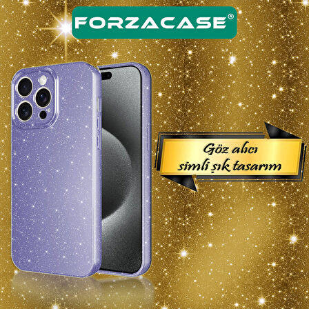 Forzacase iPhone 15 Plus uyumlu Glare Serisi Kamera Korumalı Simli Silikon Kılıf