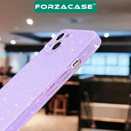 Forzacase iPhone 15 Pro Max uyumlu Glare Serisi Kamera Korumalı Simli Silikon Kılıf