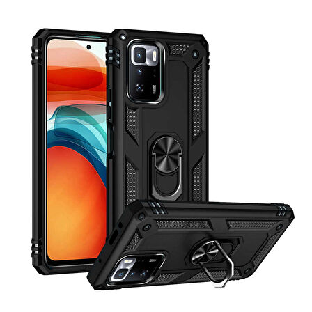 Forzacase Xiaomi Poco X3 GT ile uyumlu Ares Serisi Yüzük Standlı Armor Sert Plastik Kılıf