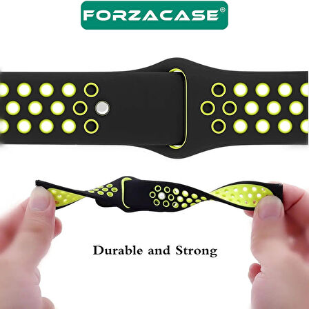 Forzacase Universal 22mm Akıllı Saatler için Delikli Silikon Kordon Kayış - FC137