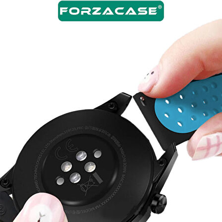 Forzacase Universal 22mm Akıllı Saatler için Delikli Silikon Kordon Kayış - FC137