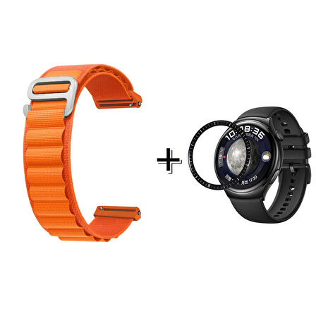 Forzacase Huawei Watch 4 Pro için Kancalı Kumaş Kordon Kayış + Ekran Koruma Filmi - FC156
