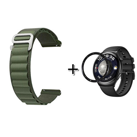 Forzacase Huawei Watch 4 Pro için Kancalı Kumaş Kordon Kayış + Ekran Koruma Filmi - FC156