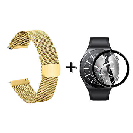 Forzacase Xiaomi Watch S1 Uyumlu  Metal Mıknatıslı Kordon Kayış + Ekran Koruma Filmi - FC096